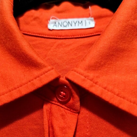Anonymi Womens Orange A-Line Button-Down Midi Shirt Dress S 100% Pima Cotton - Picture 4 of 9